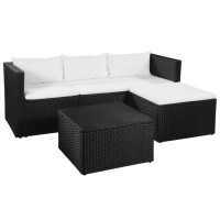 vidaXL 3 Piece Patio Lounge Set Poly Rattan Black and White