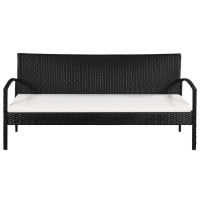 Vidaxl 3 Seater Patio Sofa With Cushions Black Poly Rattan