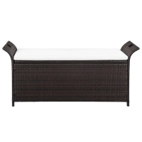 Vidaxl Storage Bench With Cushion 54.3 Poly Rattan Brown