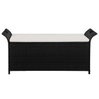 Vidaxl Storage Bench With Cushion 54.3 Poly Rattan Black