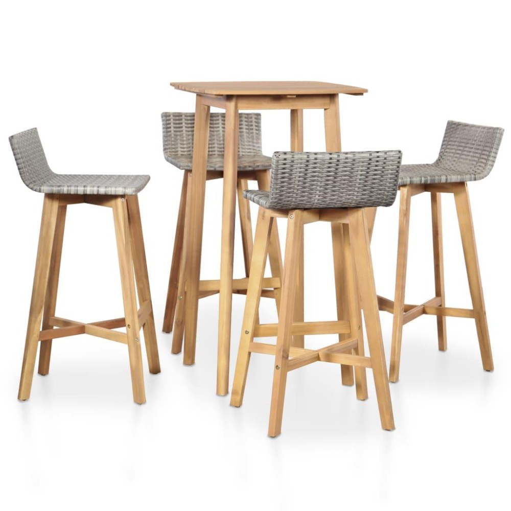 Vidaxl 5 Piece Patio Dining Set Solid Acacia Wood