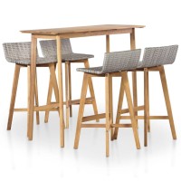 Vidaxl 5 Piece Patio Dining Set Solid Acacia Wood