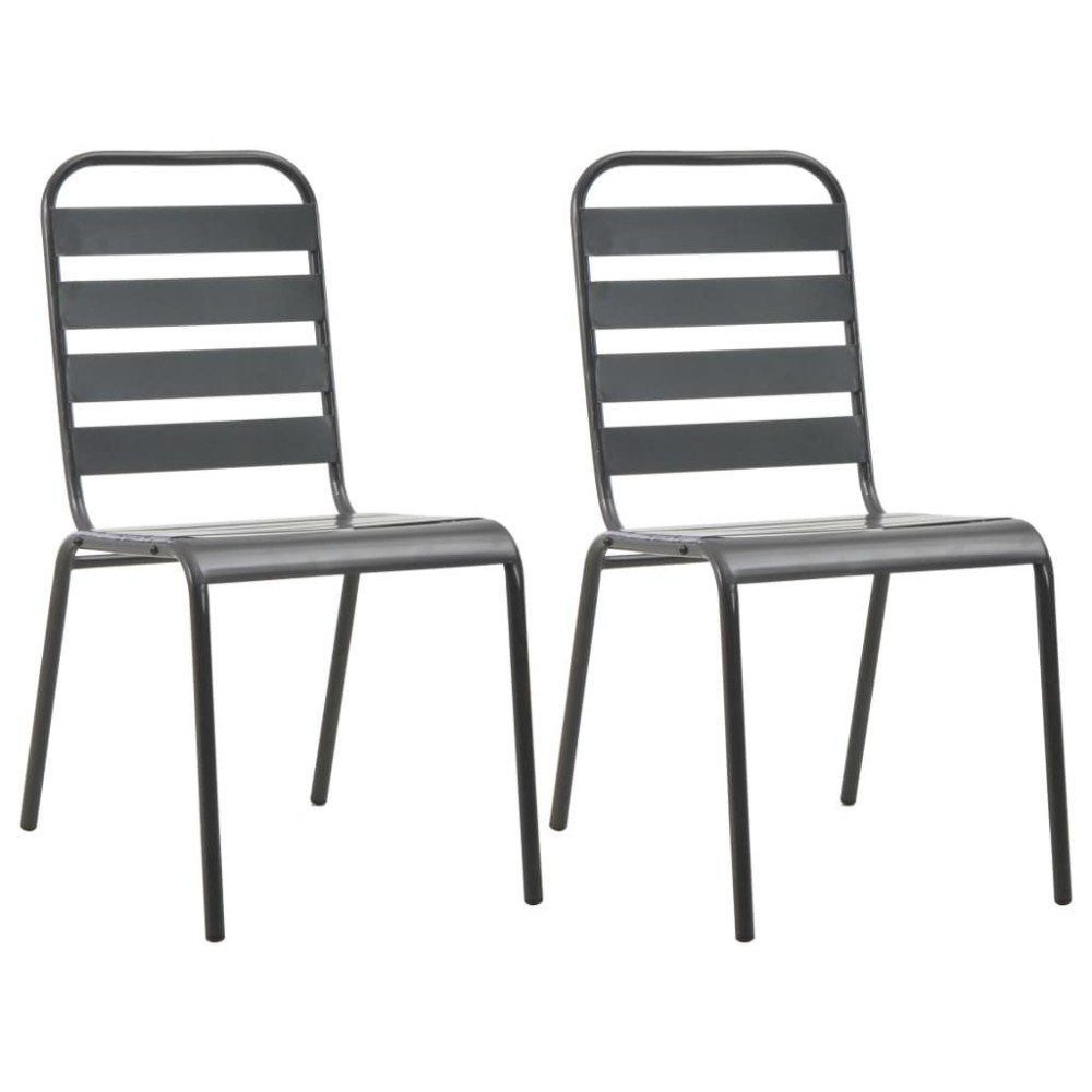 Vidaxl Stackable Patio Chairs 2 Pcs Steel Gray