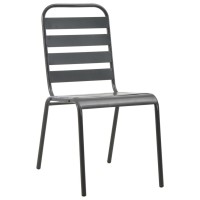 Vidaxl Stackable Patio Chairs 2 Pcs Steel Gray