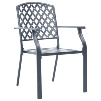 Vidaxl Stackable Patio Chairs 2 Pcs Steel Black