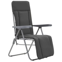 vidaXL Folding Patio Chairs with Cushions 2 pcs Gray