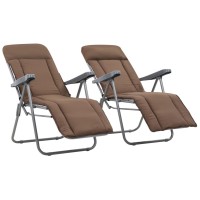 vidaXL Folding Patio Chairs with Cushions 2 pcs Brown