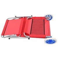 vidaXL Folding Sun Lounger with Canopy and Wheels Steel Red