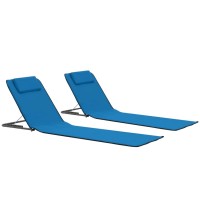 vidaXL Folding Beach Mats 2 pcs Steel and Fabric Blue