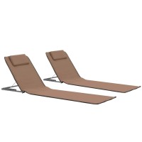 vidaXL Folding Beach Mats 2 pcs Steel and Fabric Brown