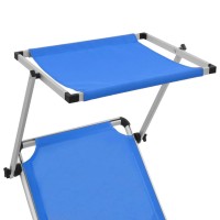 vidaXL Folding Sun Lounger with Roof Aluminum and Textilene Blue