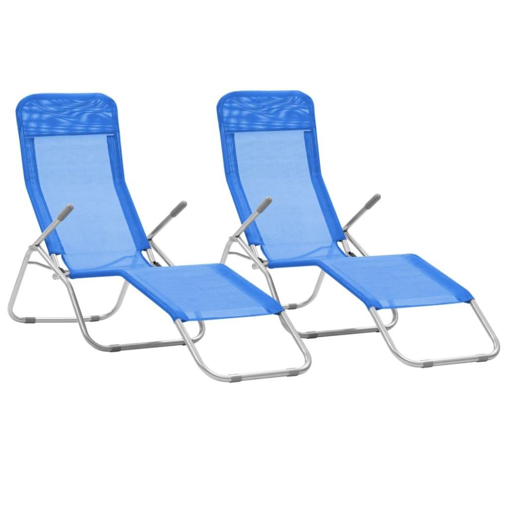 Vidaxl Folding Sun Loungers 2 Pcs Textilene Blue