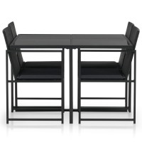 Vidaxl 5 Piece Patio Dining Set With Cushions Poly Rattan Black