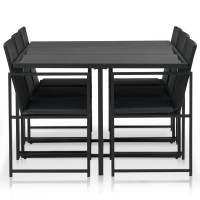 Vidaxl 7 Piece Patio Dining Set With Cushions Poly Rattan Black