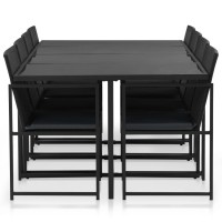 Vidaxl 9 Piece Patio Dining Set With Cushions Poly Rattan Black