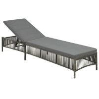 vidaXL Sun Lounger with Cushion Poly Rattan Gray