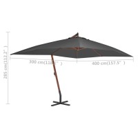 vidaXL Cantilever Umbrella with Wooden Pole 157.5