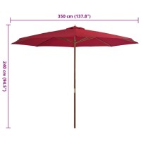 vidaXL Outdoor Parasol with Wooden Pole 137.8