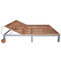 vidaXL Double Sun Lounger Solid Wood Acacia