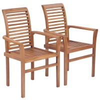 Vidaxl Stacking Dining Chairs 2 Pcs Solid Teak