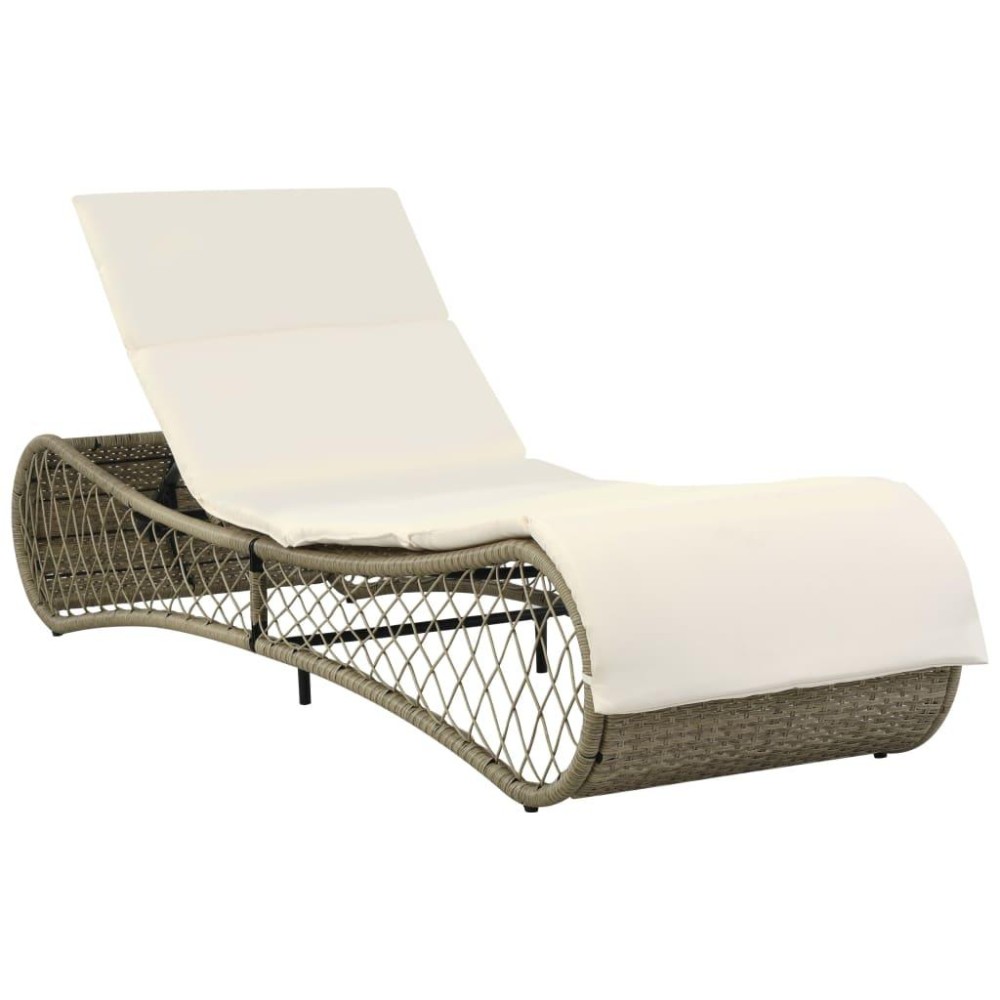 Vidaxl Sun Lounger With Cushion Poly Rattan Gray