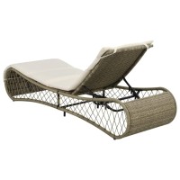 Vidaxl Sun Lounger With Cushion Poly Rattan Gray