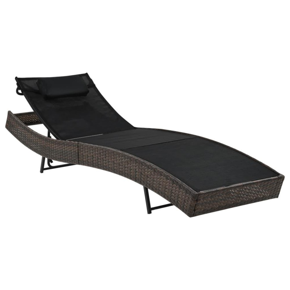 Vidaxl Sun Lounger With Pillow Poly Rattan Brown