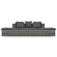 vidaXL 4 Piece Garden Lounge Set with Cushions Poly Rattan Gray