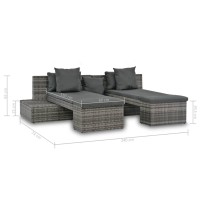 vidaXL 4 Piece Garden Lounge Set with Cushions Poly Rattan Gray