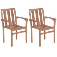 vidaXL Stacking Patio Chairs 2 pcs Solid Teak Wood