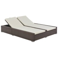 Vidaxl Double Sun Lounger Poly Rattan Brown