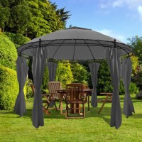 vidaXL Gazebo with Curtains Round 11.5'x8.9' Anthracite