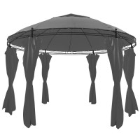 vidaXL Gazebo with Curtains Round 11.5'x8.9' Anthracite