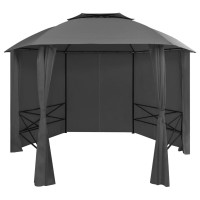 vidaXL Garden Marquee Pavilion Tent with Curtains Hexagonal 141.7