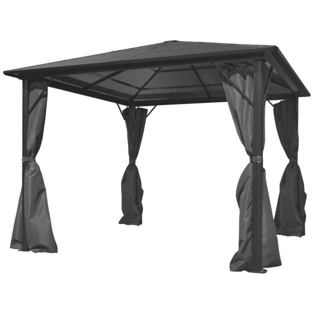 vidaXL Gazebo with Curtain Anthracite Aluminum 118.1