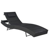 vidaXL Sun Lounger Poly Rattan and Textilene Black