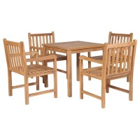 vidaXL 5 Piece Patio Dining Set Solid Teak Wood