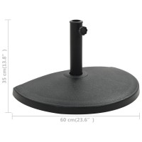 vidaXL Parasol Base Half Round Polyresin 33.1 lb Black