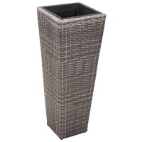 vidaXL Garden Raised Beds 3 pcs Poly Rattan Gray