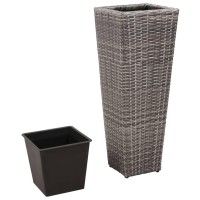 vidaXL Garden Raised Beds 3 pcs Poly Rattan Gray