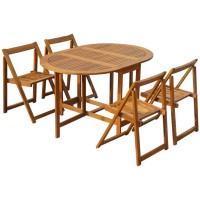 Vidaxl 5 Piece Folding Patio Dining Set Solid Acacia Wood