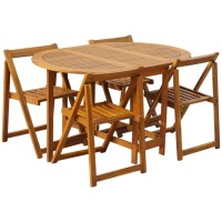 Vidaxl 5 Piece Folding Patio Dining Set Solid Acacia Wood