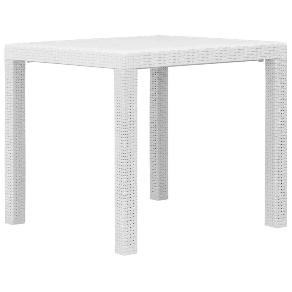 Vidaxl Patio Table White 31.1X31.1X28.3 Plastic Rattan Look