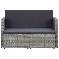 Vidaxl 2 Seater Patio Sofa With Cushions Gray Poly Rattan