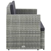 Vidaxl 2 Seater Patio Sofa With Cushions Gray Poly Rattan