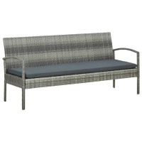 Vidaxl 3-Seater Patio Sofa With Cushion Gray Poly Rattan