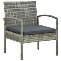 Vidaxl Patio Chair With Cushion Poly Rattan Gray