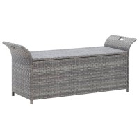 Vidaxl Storage Bench With Cushion Gray 54.3 Poly Rattan