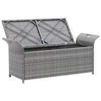 Vidaxl Storage Bench With Cushion Gray 54.3 Poly Rattan