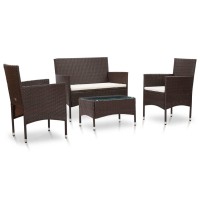 Vidaxl 4 Piece Patio Lounge Set With Cushions Poly Rattan Brown